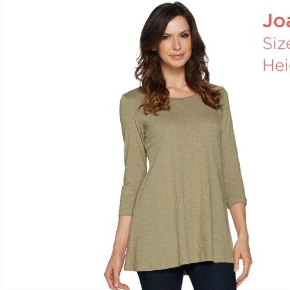 New LOGO by Lori Goldstein Slub Knit 3/4 Sleeve Swing Top | Size XXS